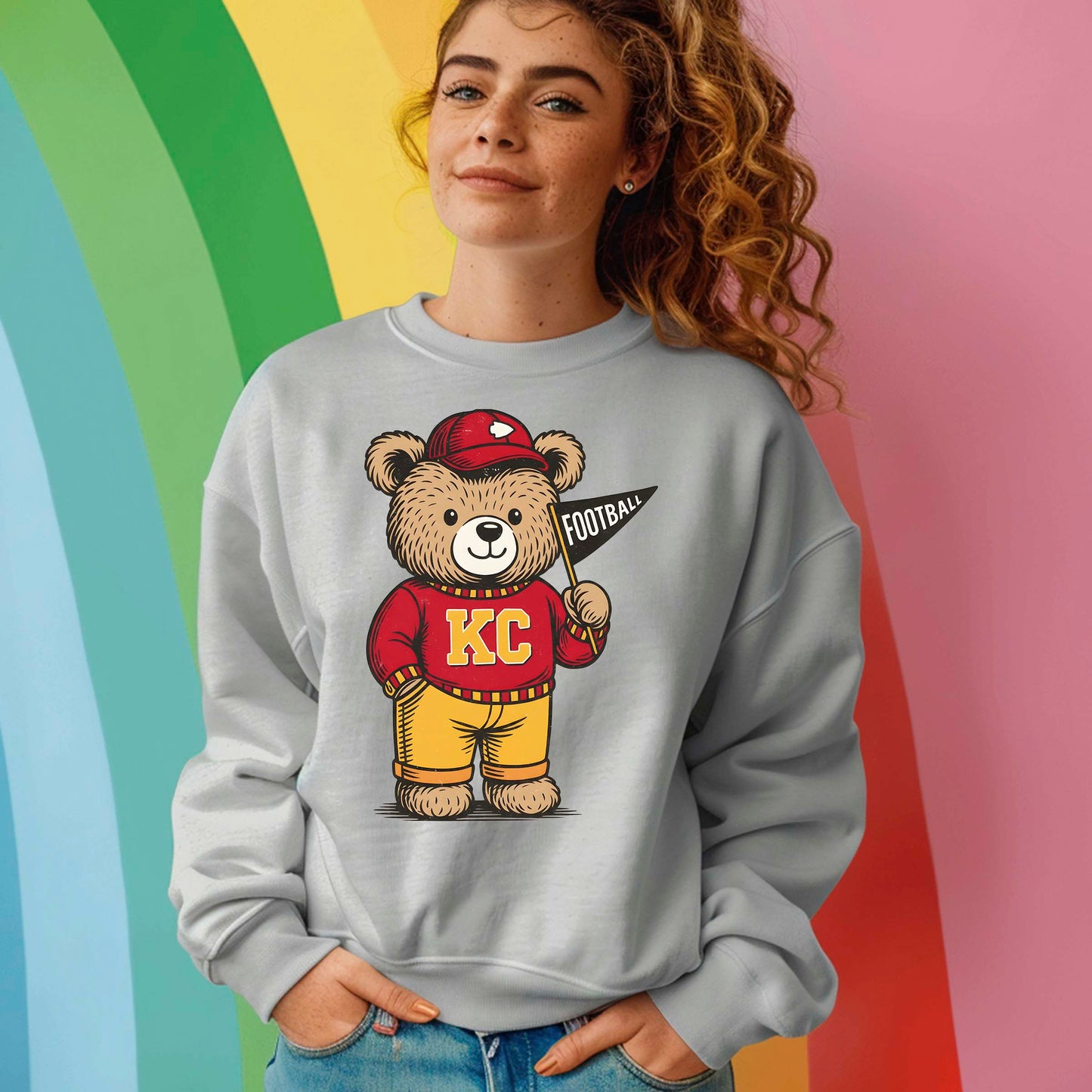 Football Bear Mascot DTF Transfer