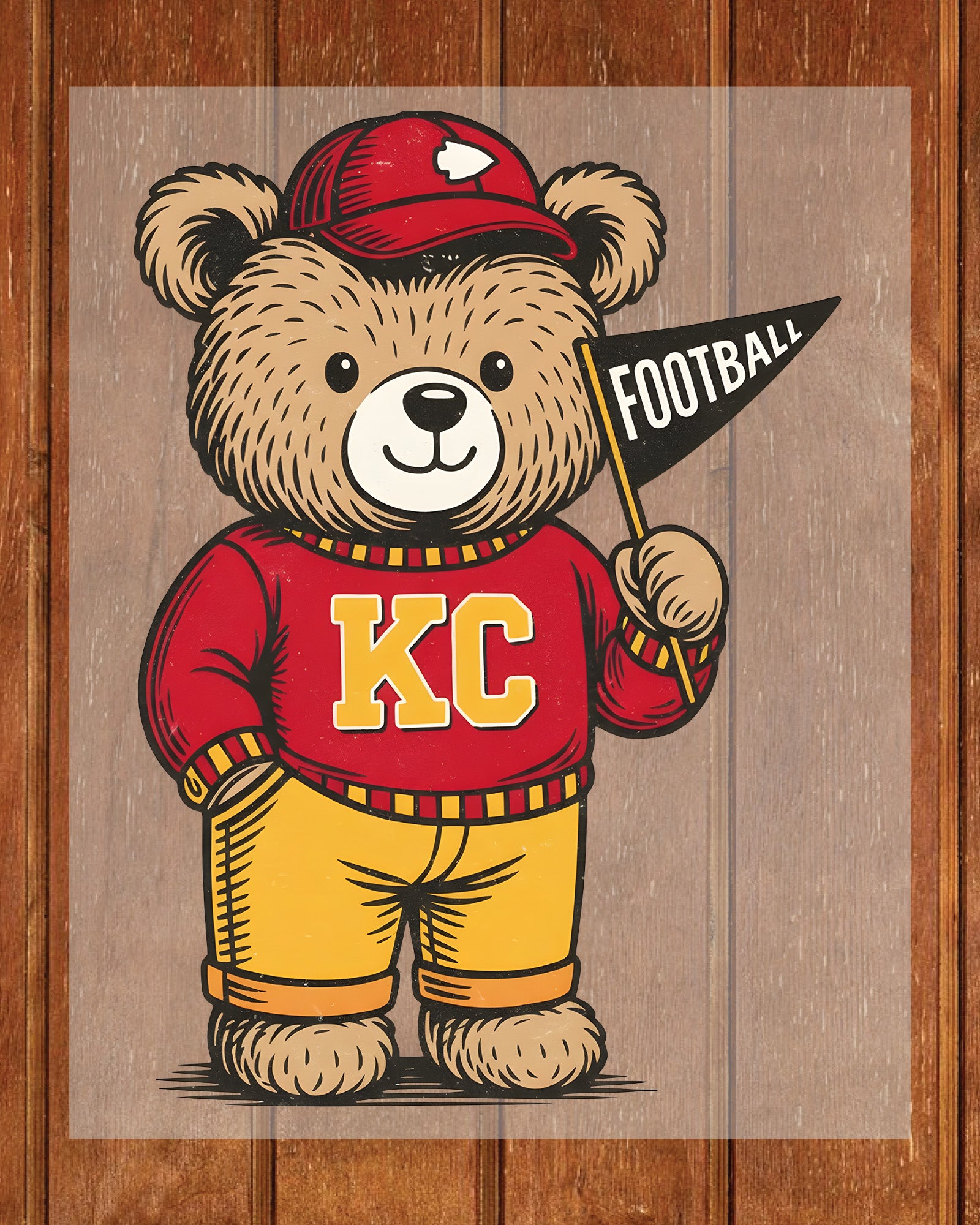 Football Bear Mascot DTF Transfer