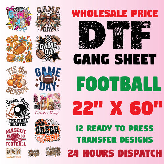 Football game Day DTF Transfer Gang Sheet