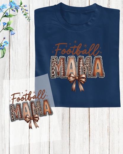 Football Mama Girly Football Bow DTF Transfer