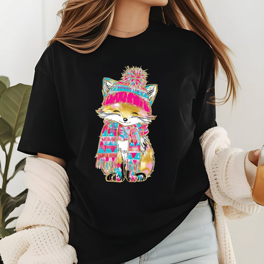 Fox Cartoon Glitter DTF Transfer