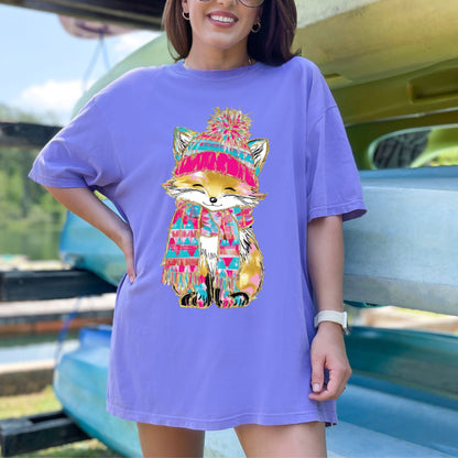 Fox Cartoon Glitter DTF Transfer