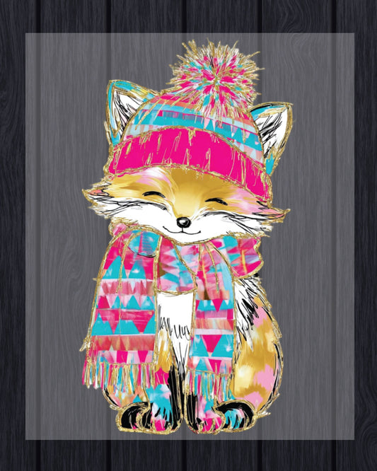 Fox Cartoon Glitter DTF Transfer