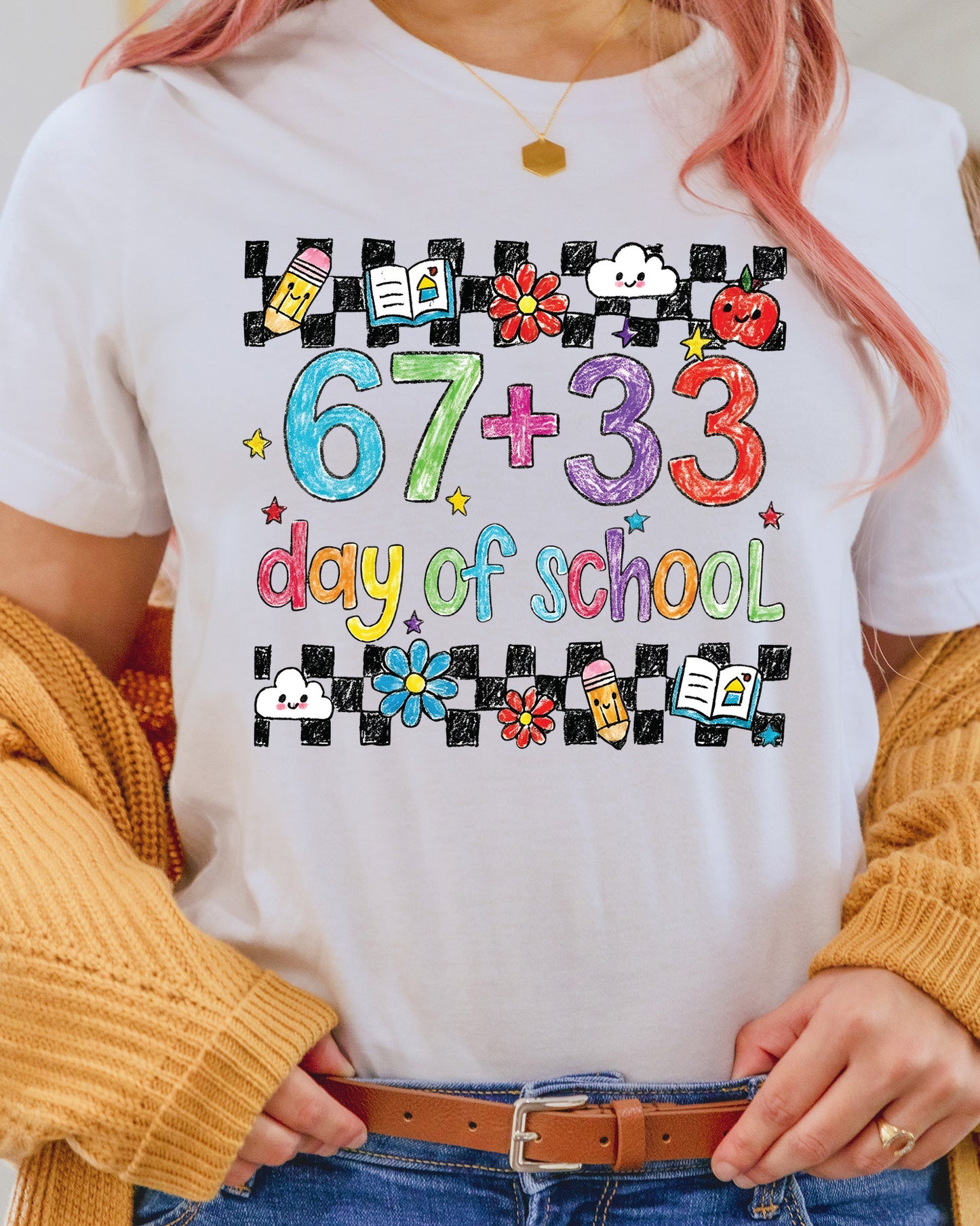 Funny 67 Days School DTF Transfer Ready to Press Preppy 100 Heat Application UV Sticker Prints Student DIY Iron On Shirt Decal Graphic Art