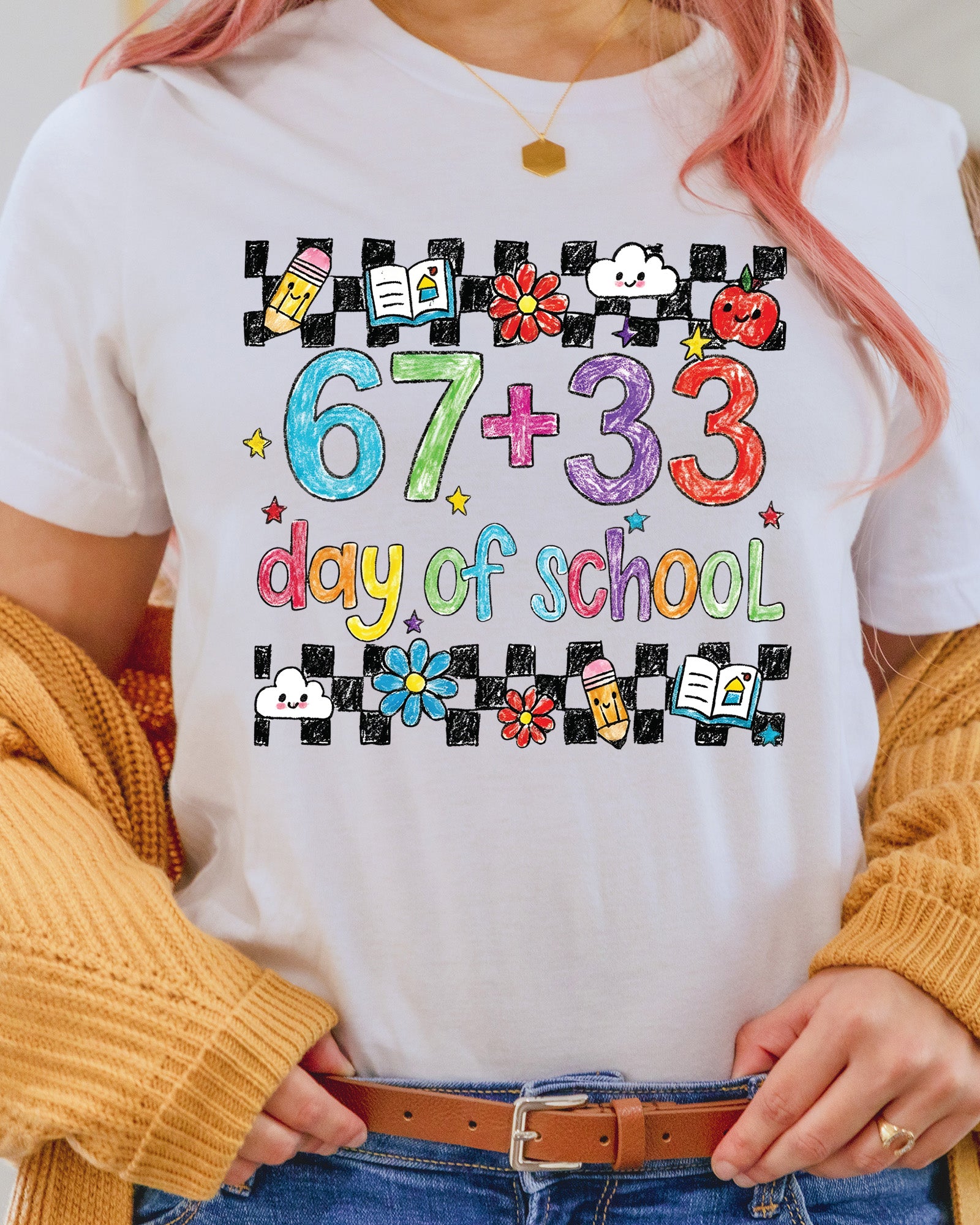 Funny 67 Days School DTF Transfer Ready to Press Preppy 100 Heat Application UV Sticker Prints Student DIY Iron On Shirt Decal Graphic Art