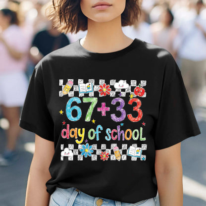 Funny 67 Days School T Shirt Cute Character 100 Days of School Shirt for Kids Boys Girls Women Men Classroom Celebration Tee