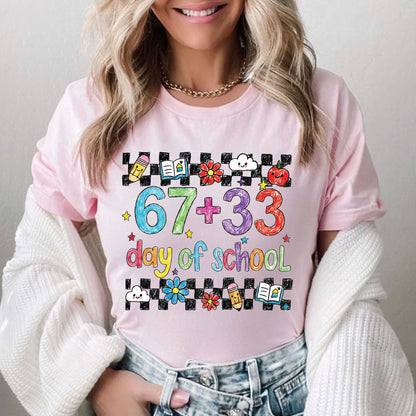 Funny 67 Days School T Shirt Cute Character 100 Days of School Shirt for Kids Boys Girls Women Men Classroom Celebration Tee