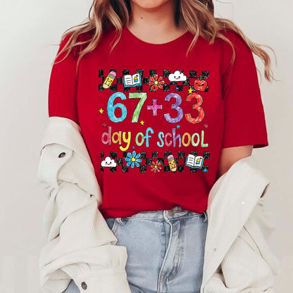 Funny 67 Days School T Shirt Cute Character 100 Days of School Shirt for Kids Boys Girls Women Men Classroom Celebration Tee