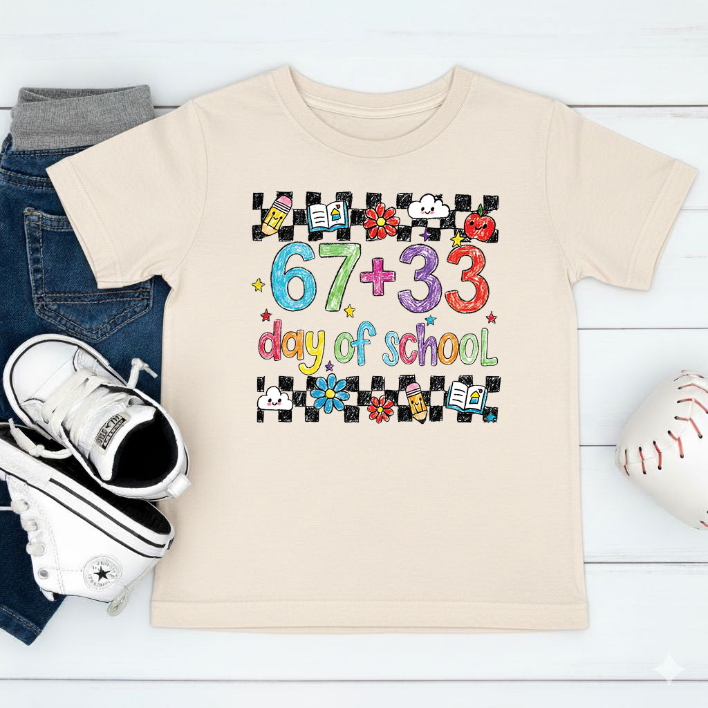 Funny 67 Days School T Shirt Cute Character 100 Days of School Shirt for Kids Boys Girls Women Men Classroom Celebration Tee