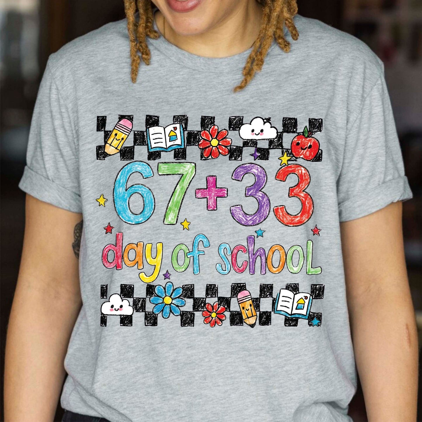 Funny 67 Days School T Shirt Cute Character 100 Days of School Shirt for Kids Boys Girls Women Men Classroom Celebration Tee