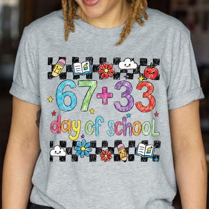 Funny 67 Days School T Shirt Cute Character 100 Days of School Shirt for Kids Boys Girls Women Men Classroom Celebration Tee