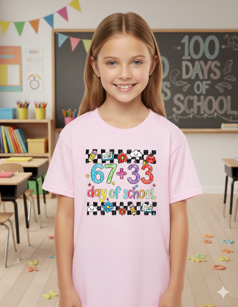 Funny 67 Days School T Shirt Cute Character 100 Days of School Shirt for Kids Boys Girls Women Men Classroom Celebration Tee