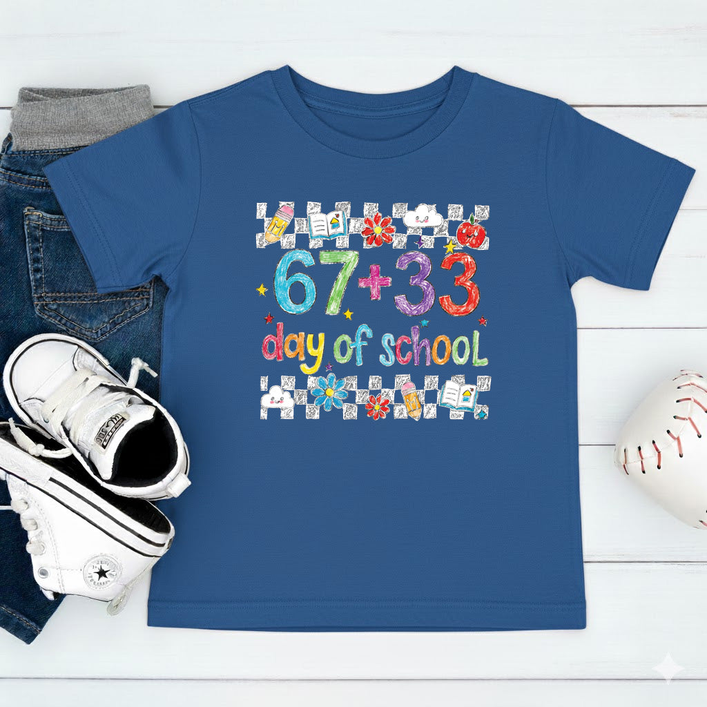 Funny 67 Days School T Shirt Cute Character 100 Days of School Shirt for Kids Boys Girls Women Men Classroom Celebration Tee