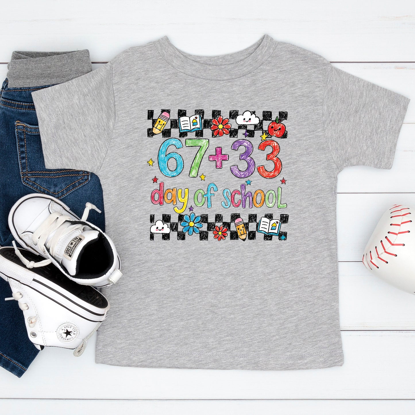Funny 67 Days School T Shirt Cute Character 100 Days of School Shirt for Kids Boys Girls Women Men Classroom Celebration Tee