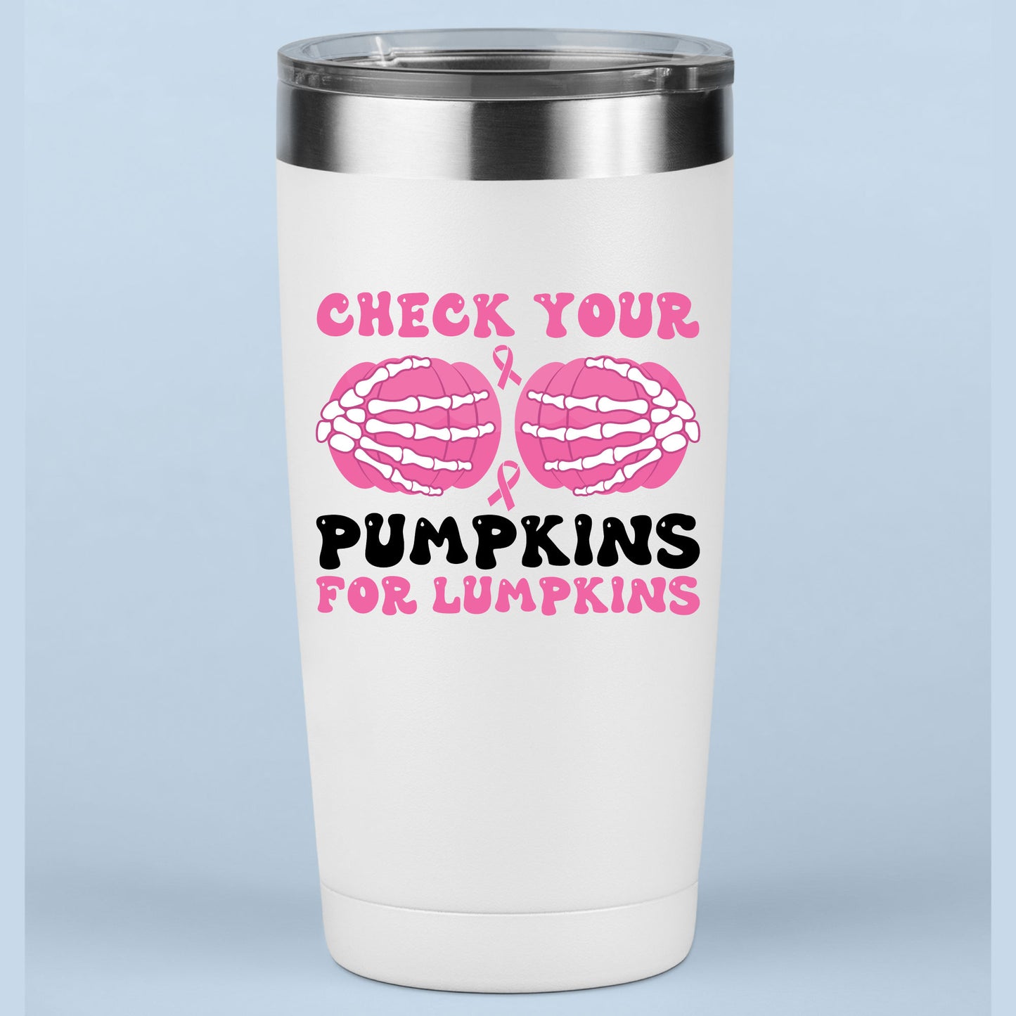 Funny Breast Cancer DTF Transfer Check Your Pumpkins For Lumpkins