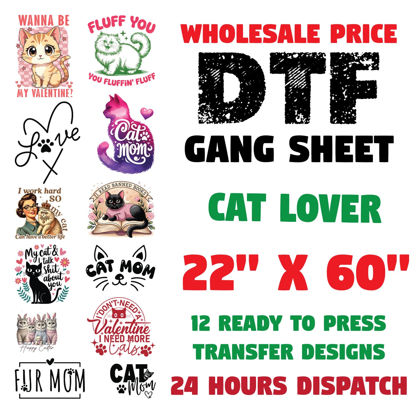 Funny Cat DTF Transfer Premade Gangsheet
