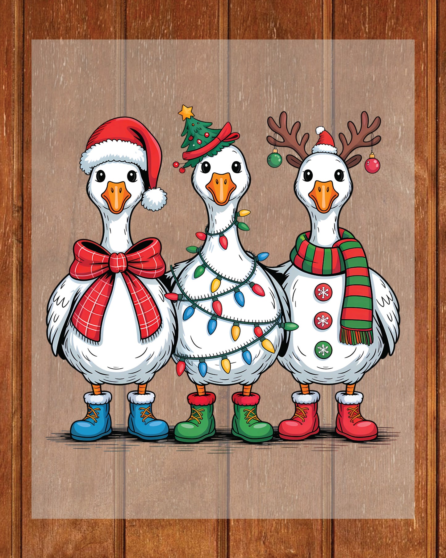 Funny Christmas Goose DTF Transfer, Holiday Heat Press Design, Xmas Shirt Print, UV DTF Sticker, Funny Christmas Gift Idea
