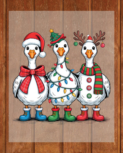 Funny Christmas Goose DTF Transfer, Holiday Heat Press Design, Xmas Shirt Print, UV DTF Sticker, Funny Christmas Gift Idea