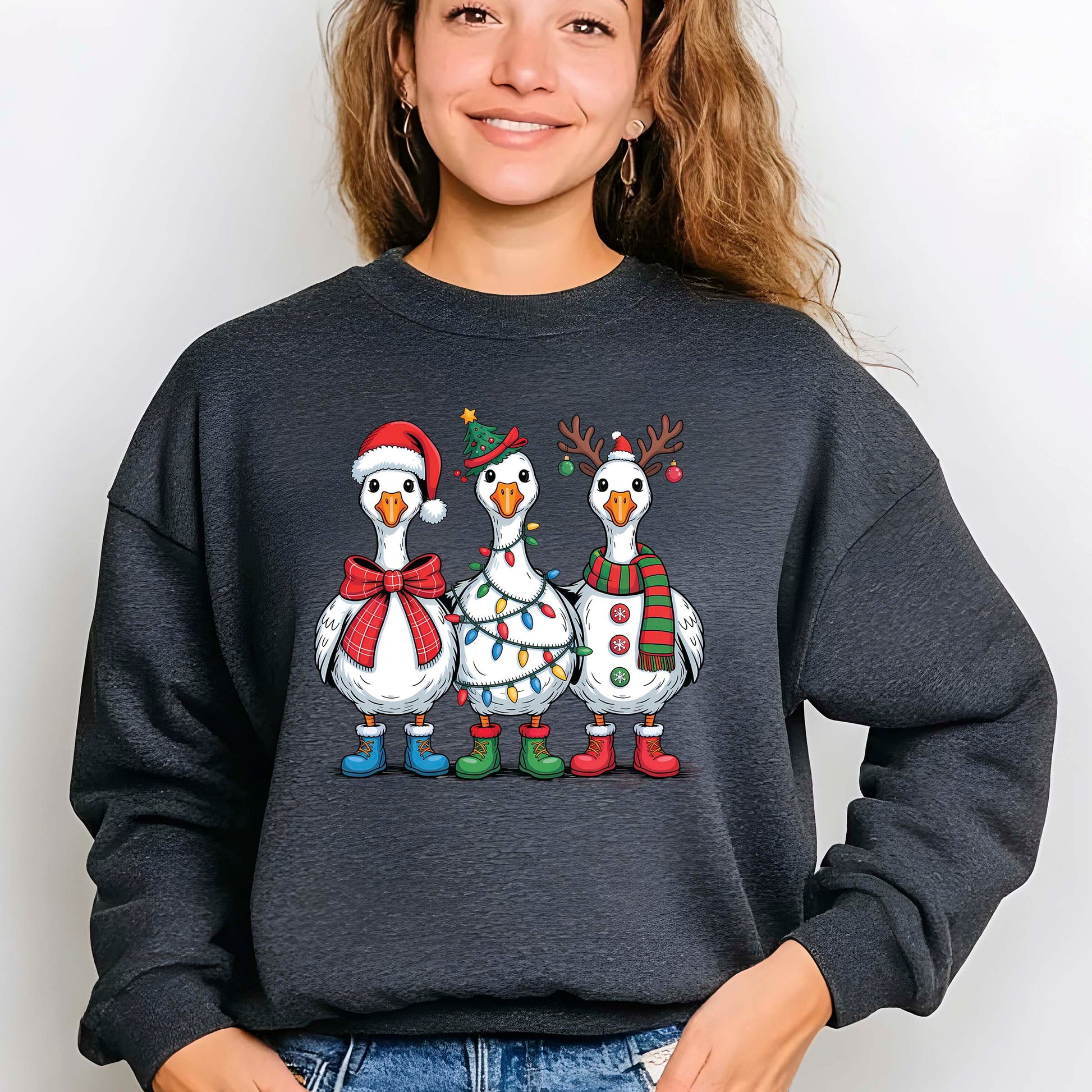 Funny Christmas Goose DTF Transfer, Holiday Heat Press Design, Xmas Shirt Print, UV DTF Sticker, Funny Christmas Gift Idea