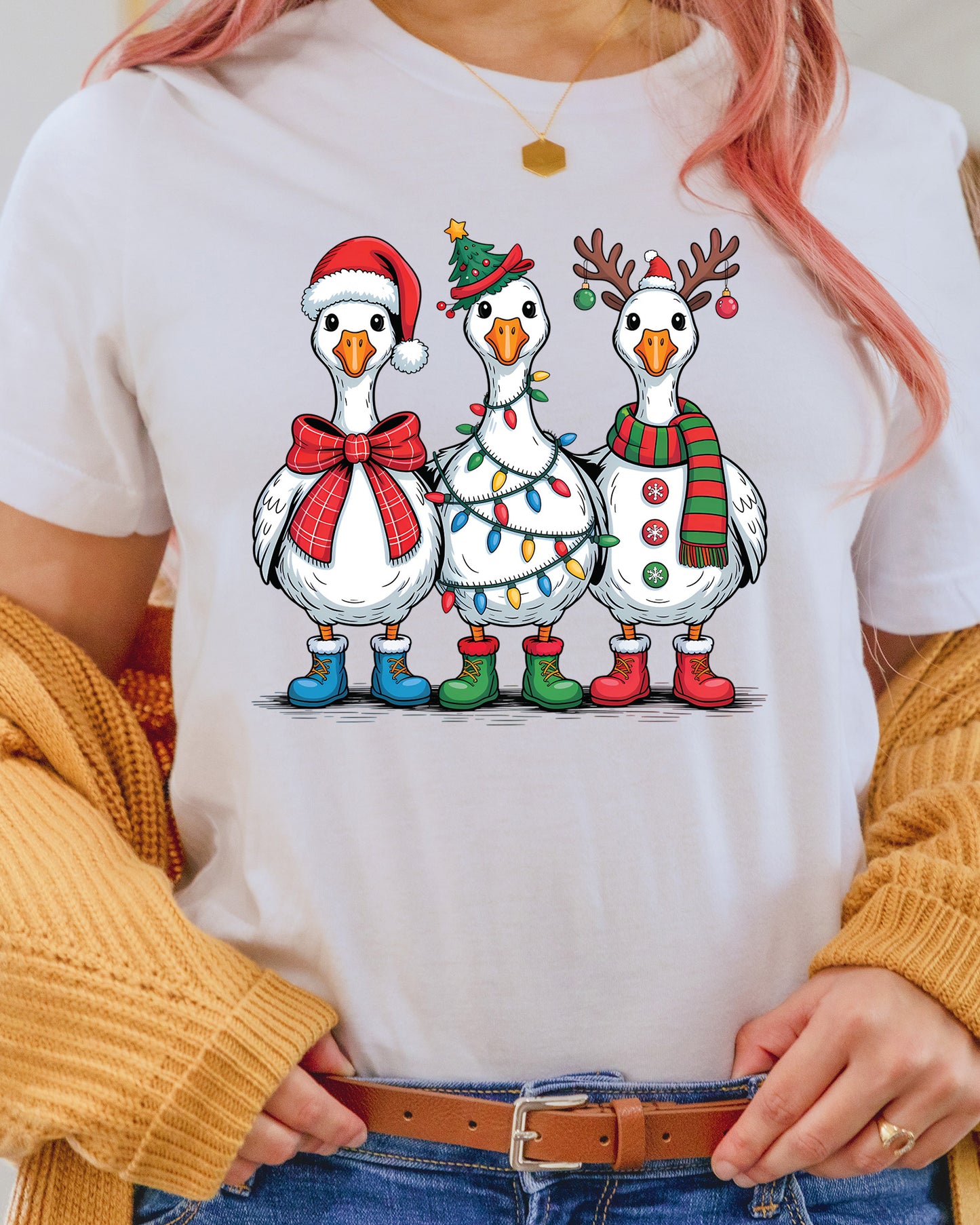 Funny Christmas Goose DTF Transfer, Holiday Heat Press Design, Xmas Shirt Print, UV DTF Sticker, Funny Christmas Gift Idea
