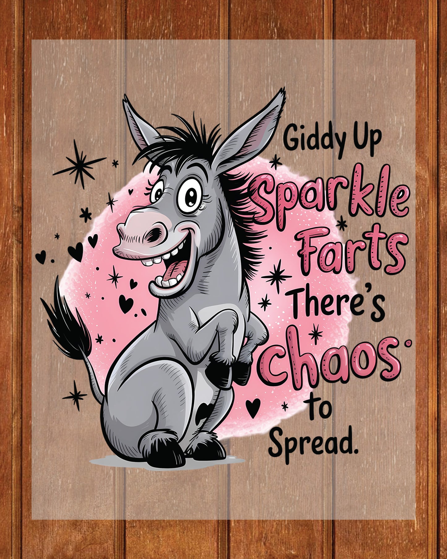 Funny Donkey Sparkle Farts DTF Transfer