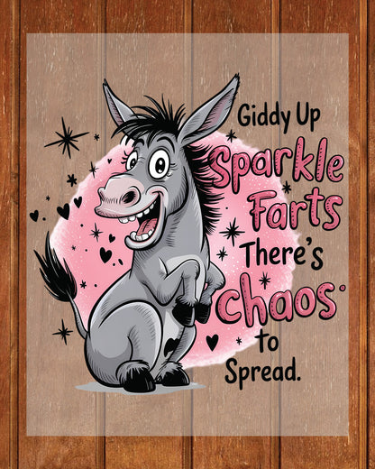 Funny Donkey Sparkle Farts DTF Transfer