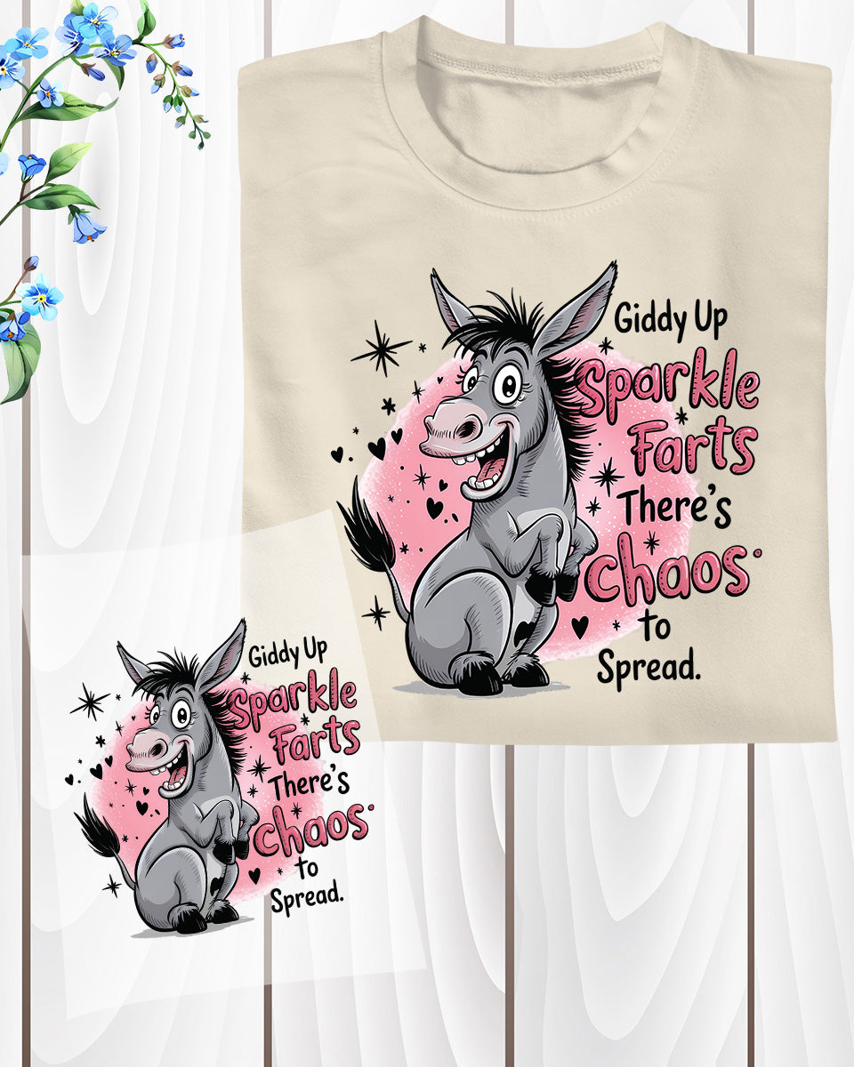 Funny Donkey Sparkle Farts DTF Transfer