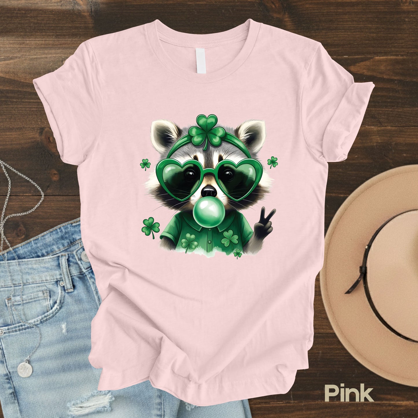 Funny Raccoon Character St. Patrick’s Day Shirts Shamrock Sweatshirt Saint Patrick Party Tees Irish Green Sweater For Men Women Kids