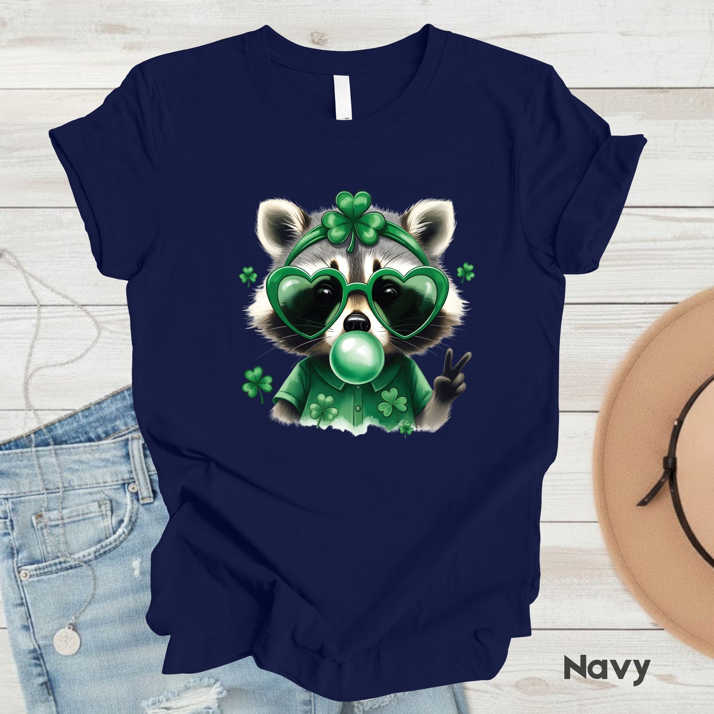 Funny Raccoon Character St. Patrick’s Day Shirts Shamrock Sweatshirt Saint Patrick Party Tees Irish Green Sweater For Men Women Kids