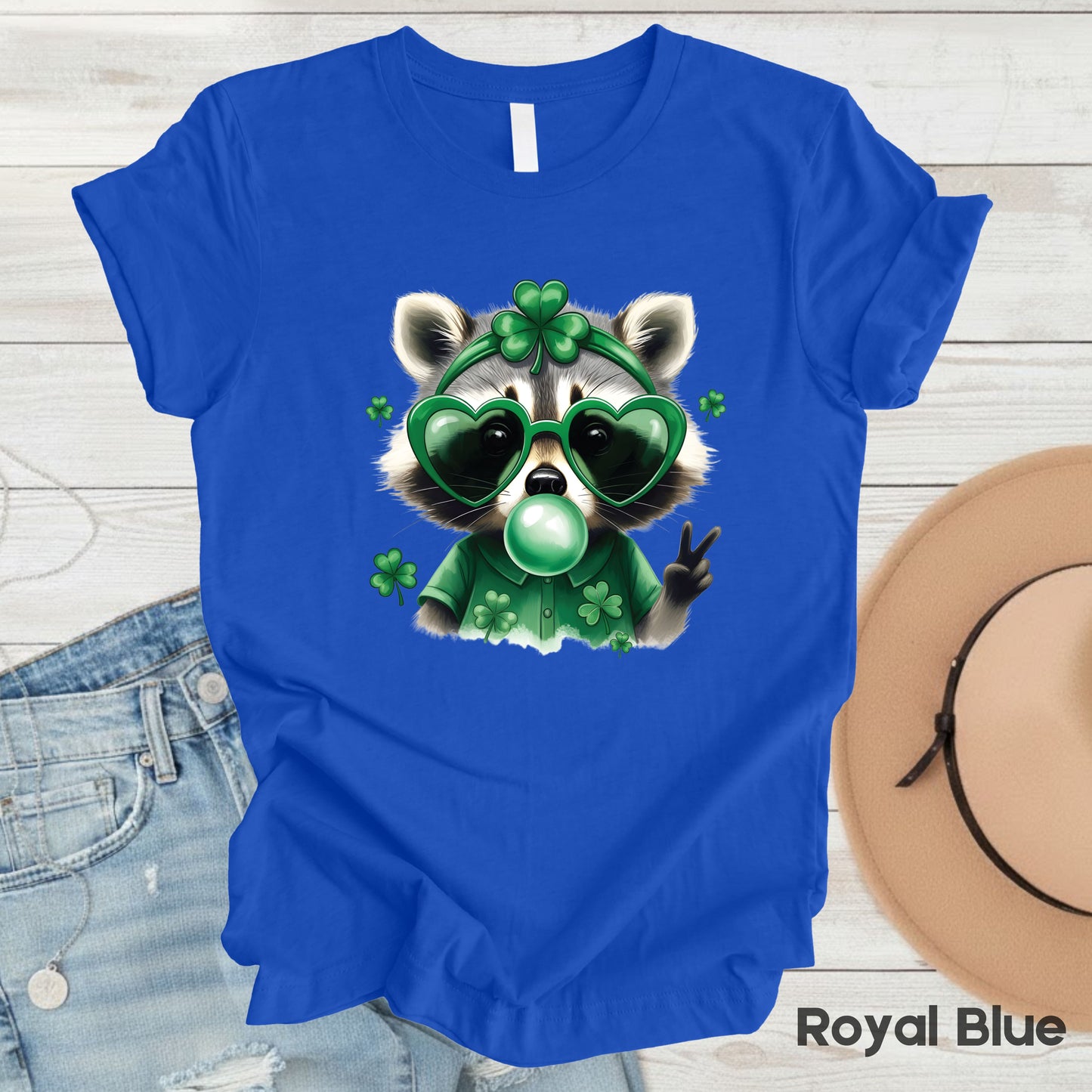 Funny Raccoon Character St. Patrick’s Day Shirts Shamrock Sweatshirt Saint Patrick Party Tees Irish Green Sweater For Men Women Kids