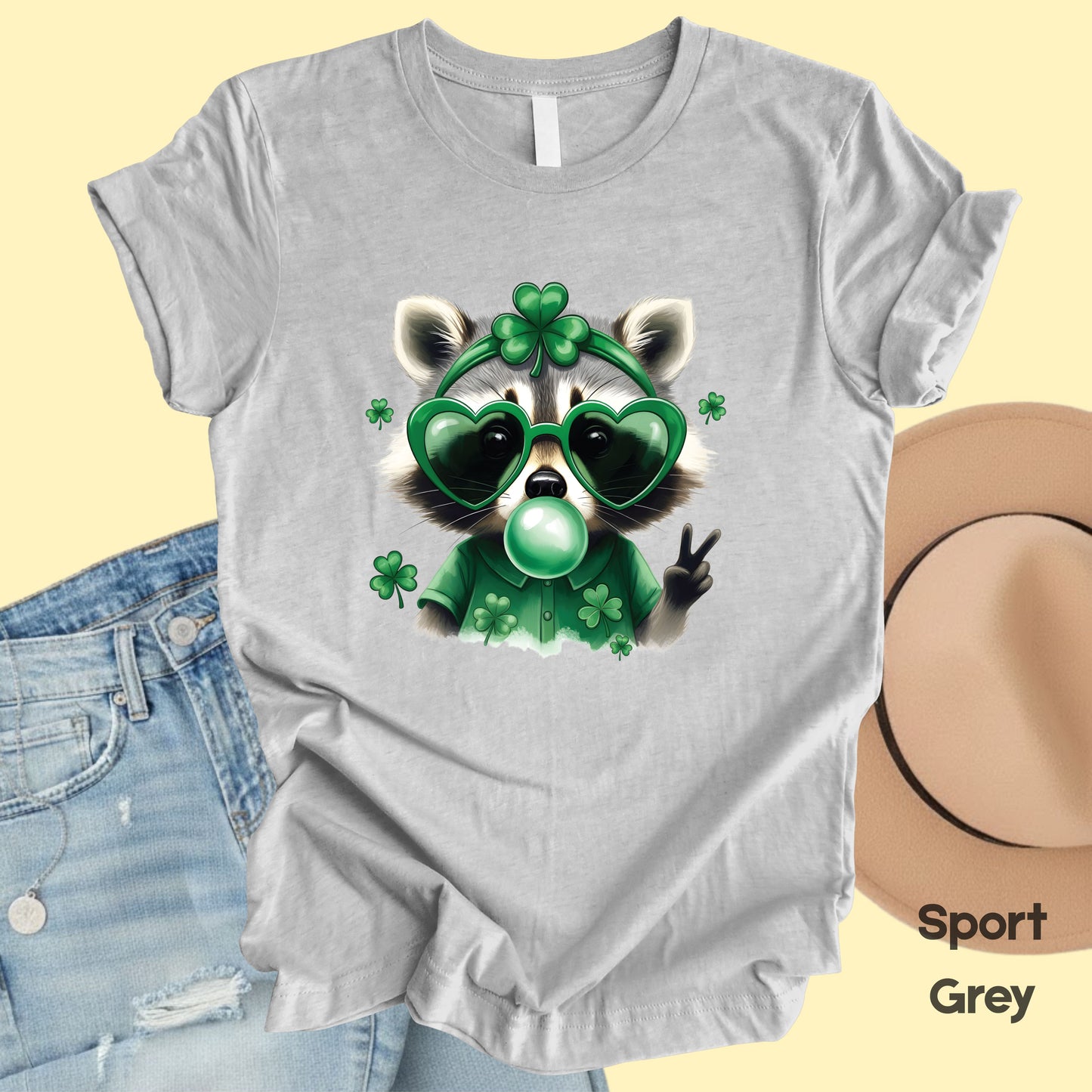 Funny Raccoon Character St. Patrick’s Day Shirts Shamrock Sweatshirt Saint Patrick Party Tees Irish Green Sweater For Men Women Kids