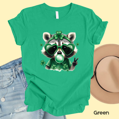 Funny Raccoon Character St. Patrick’s Day Shirts Shamrock Sweatshirt Saint Patrick Party Tees Irish Green Sweater For Men Women Kids