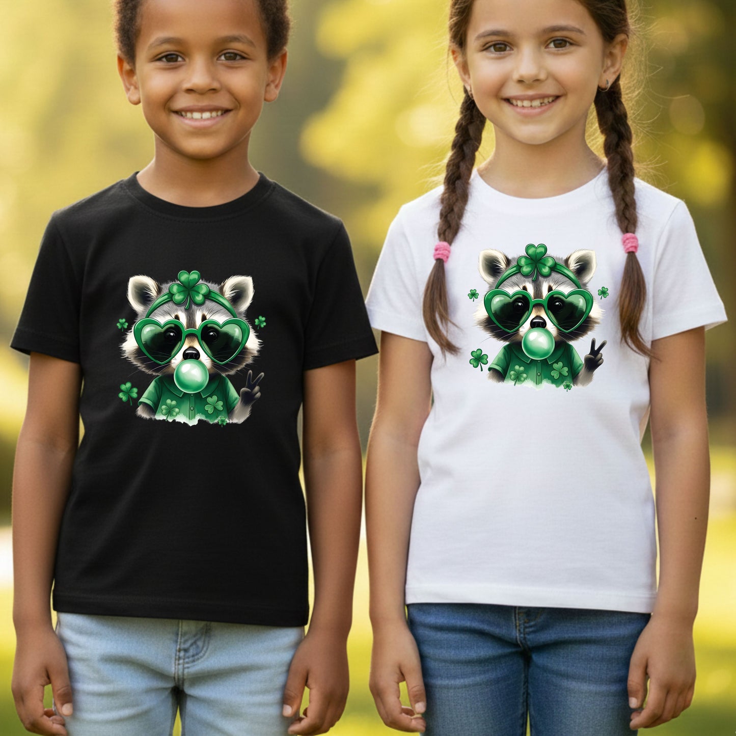 Funny Raccoon Character St. Patrick’s Day Shirts Shamrock Sweatshirt Saint Patrick Party Tees Irish Green Sweater For Men Women Kids
