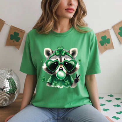 Funny Raccoon Character St. Patrick’s Day Shirts Shamrock Sweatshirt Saint Patrick Party Tees Irish Green Sweater For Men Women Kids