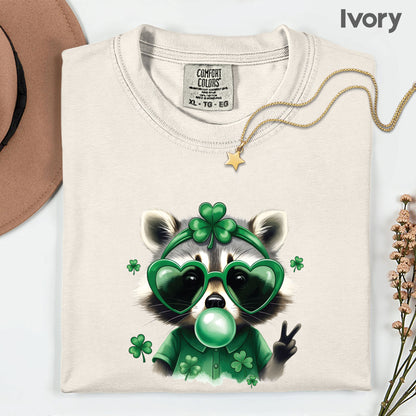 Funny Raccoon Character St. Patrick’s Day Shirts Shamrock Sweatshirt Saint Patrick Party Tees Irish Green Sweater For Men Women Kids