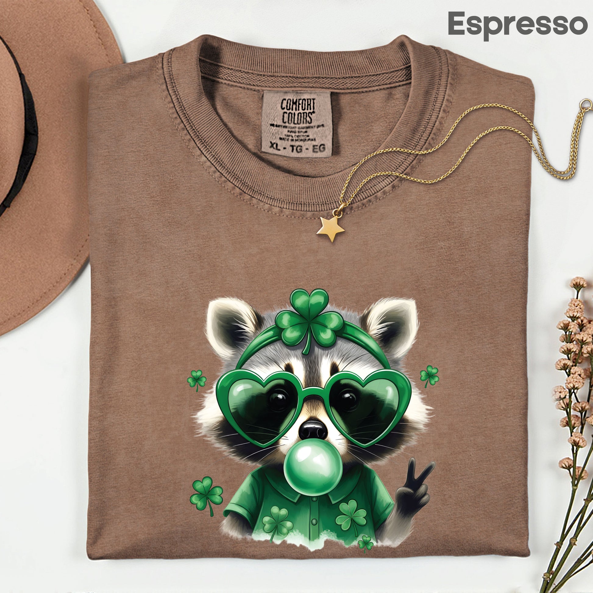 Funny Raccoon Character St. Patrick’s Day Shirts Shamrock Sweatshirt Saint Patrick Party Tees Irish Green Sweater For Men Women Kids