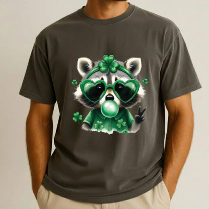 Funny Raccoon Character St. Patrick’s Day Shirts Shamrock Sweatshirt Saint Patrick Party Tees Irish Green Sweater For Men Women Kids