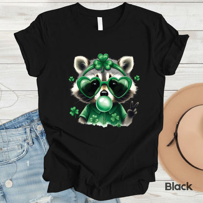 Funny Raccoon Character St. Patrick’s Day Shirts Shamrock Sweatshirt Saint Patrick Party Tees Irish Green Sweater For Men Women Kids