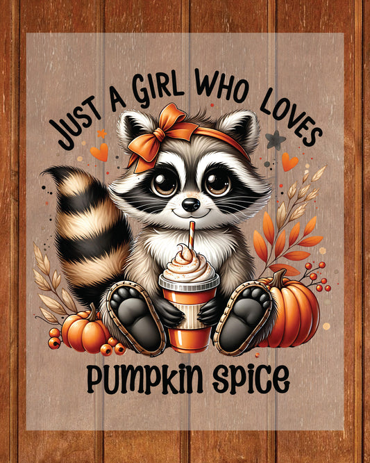 Funny Raccoon Pumpkin Spice Fall DTF Transfer
