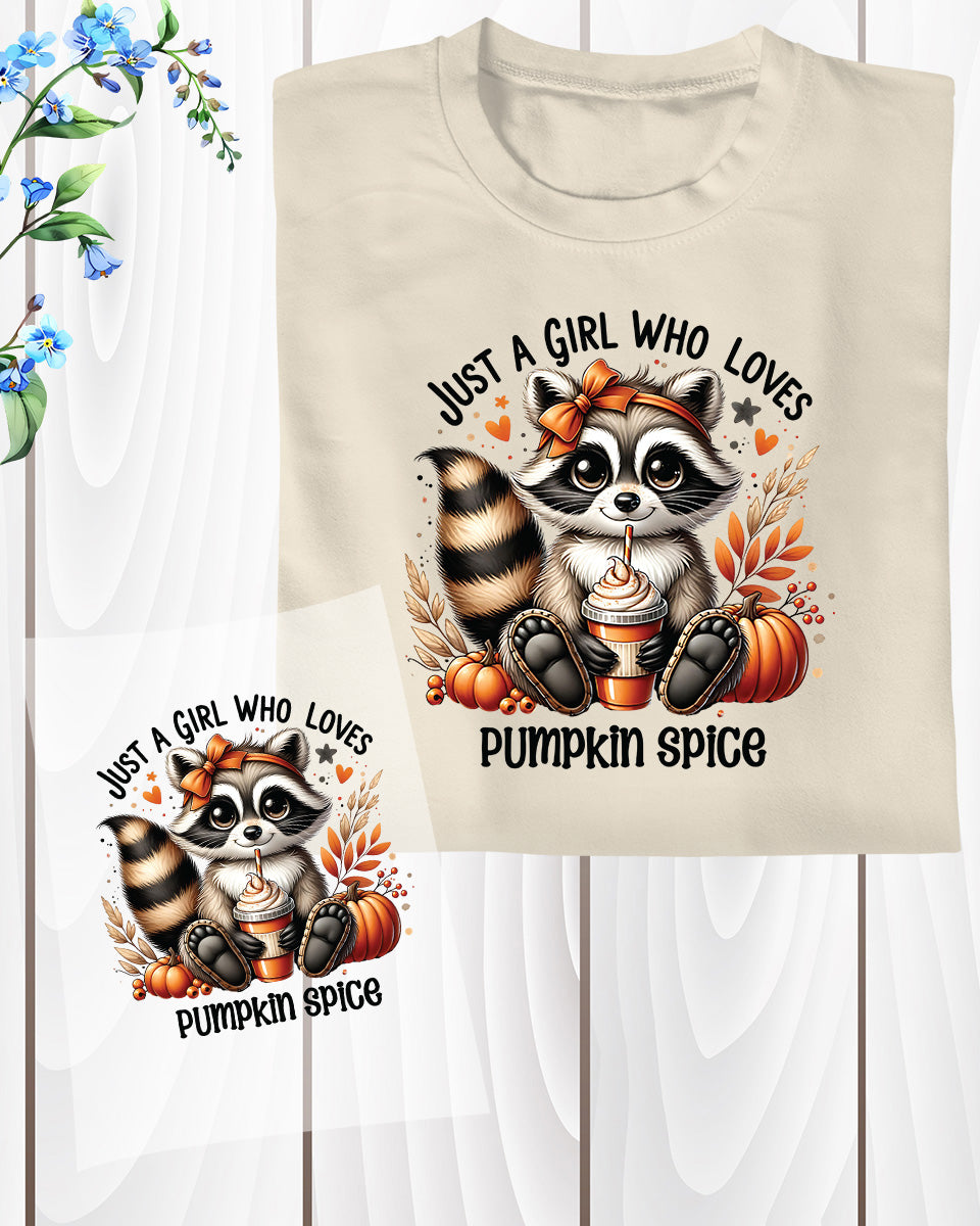 Funny Raccoon Pumpkin Spice Fall DTF Transfer