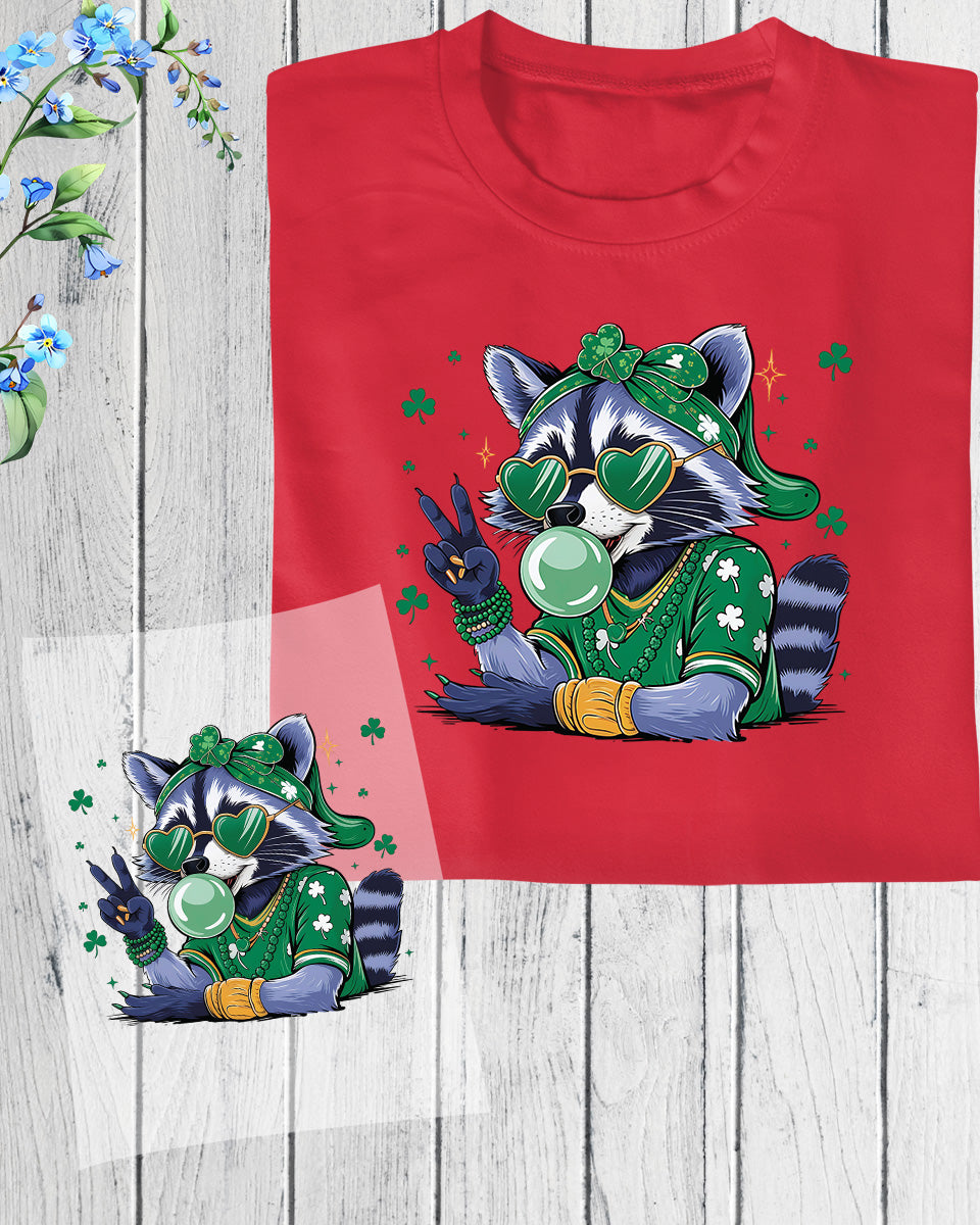 Funny Raccoon St. Patrick's Day DTF Transfer