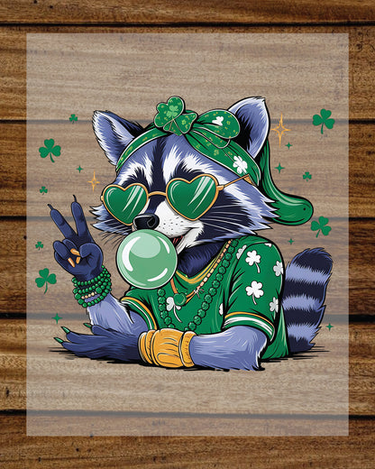 Funny Raccoon St. Patrick's Day DTF Transfer