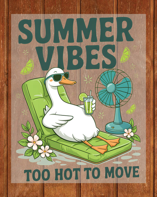 Funny Retro Summer Vibes Duck Sublimatio DTF Transfer