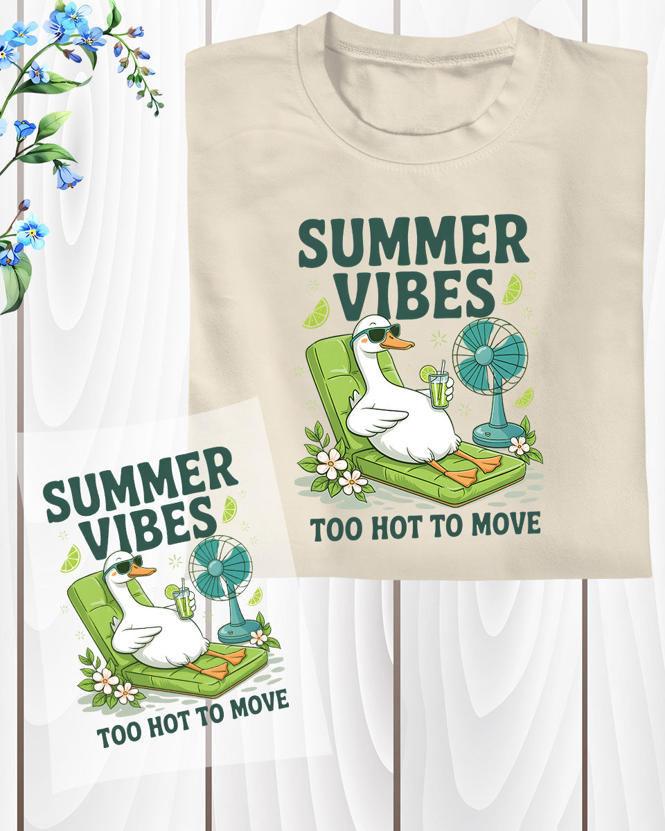 Funny Retro Summer Vibes Duck Sublimatio DTF Transfer