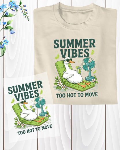 Funny Retro Summer Vibes Duck Sublimatio DTF Transfer