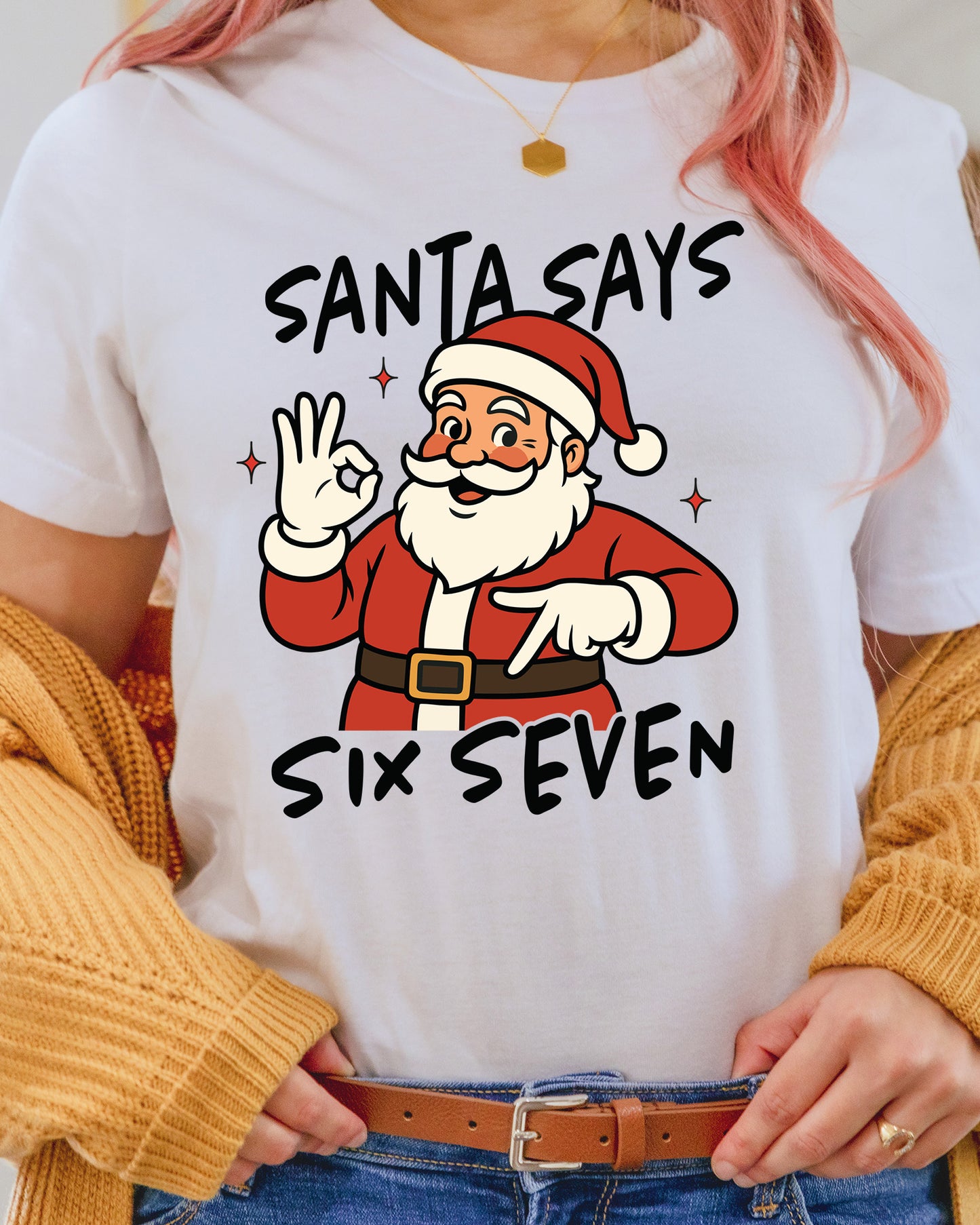 Funny Santa Six Seven 67 Meme Christmas DTF Transfer, Holiday Heat Press Design, Xmas Shirt Print, UV DTF Sticker Gift Idea