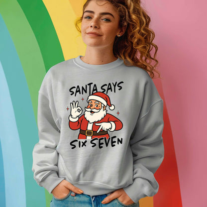 Funny Santa Six Seven 67 Meme Christmas DTF Transfer, Holiday Heat Press Design, Xmas Shirt Print, UV DTF Sticker Gift Idea