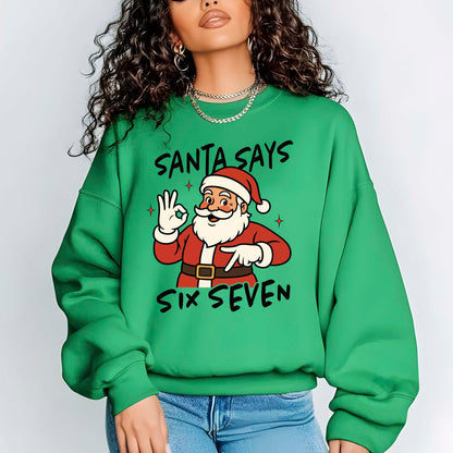Funny Santa Six Seven 67 Meme Christmas DTF Transfer, Holiday Heat Press Design, Xmas Shirt Print, UV DTF Sticker Gift Idea
