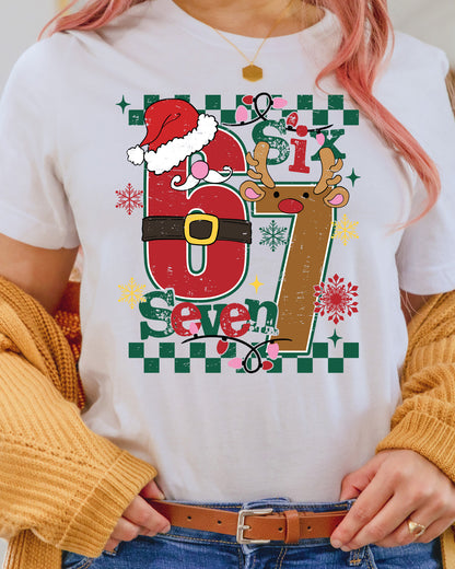 Funny Six Seven Meme Christmas DTF Transfer, Holiday Heat Press Design, Xmas Shirt Print, UV DTF Sticker, Funny Christmas Gift