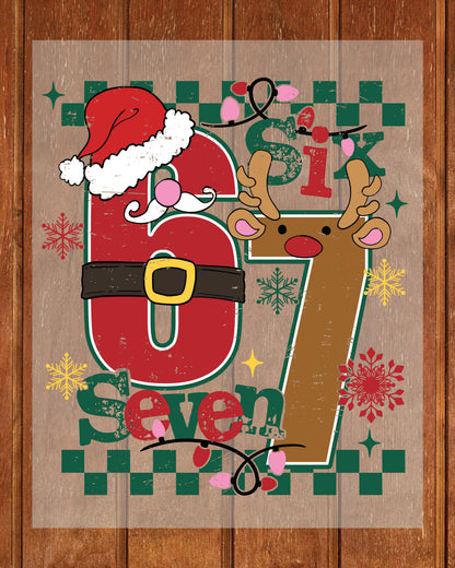 Funny Six Seven Meme Christmas DTF Transfer, Holiday Heat Press Design, Xmas Shirt Print, UV DTF Sticker, Funny Christmas Gift